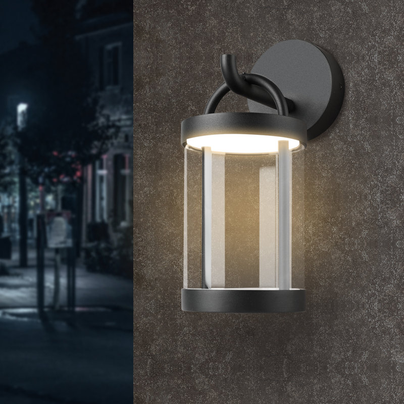 Outdoor Wall Sconce Lantern Exterior IP54 Waterproof LED Wall Light Classic Wall Lamp Round Lighting, Gray