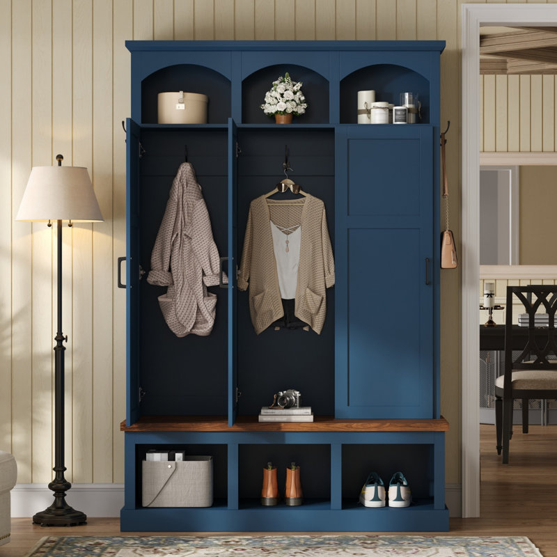 Arbre d'entrée Arbor Classic avec banc et rangement pour chaussures pour le hall d'entrée, Blue
