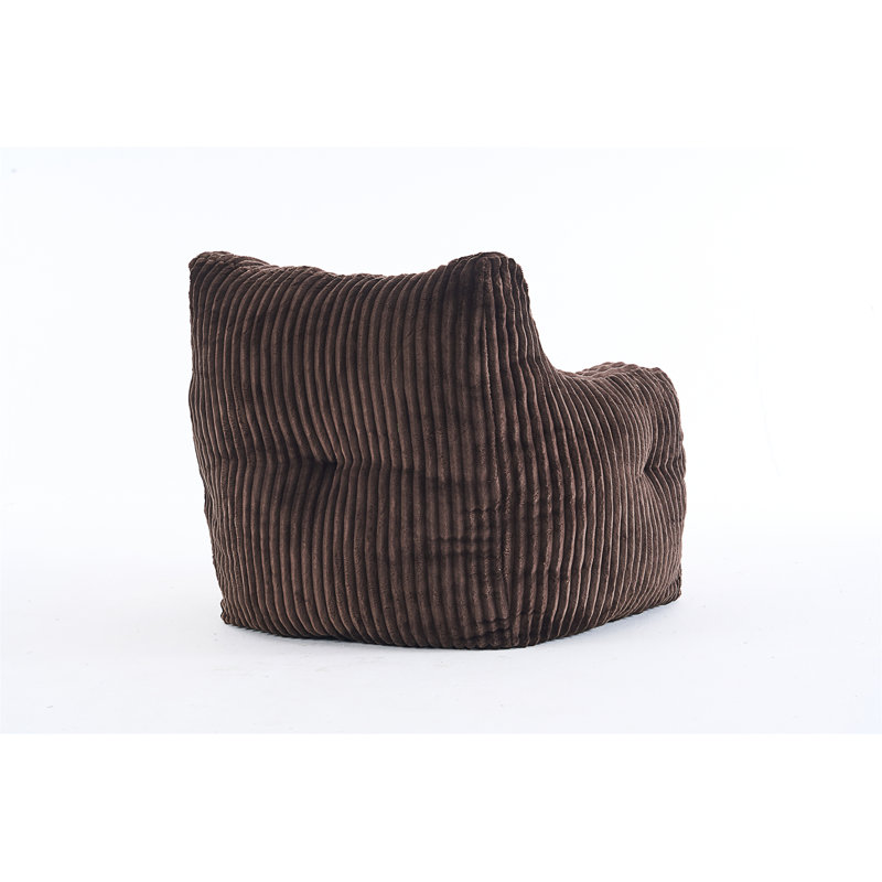 Soft Fluffy Corduroy Fabric Bean Bag Chair Filled With Memory Sponge, Brown Corduroy