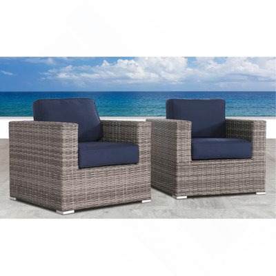 Fauteuil club en osier gris Sunbrella