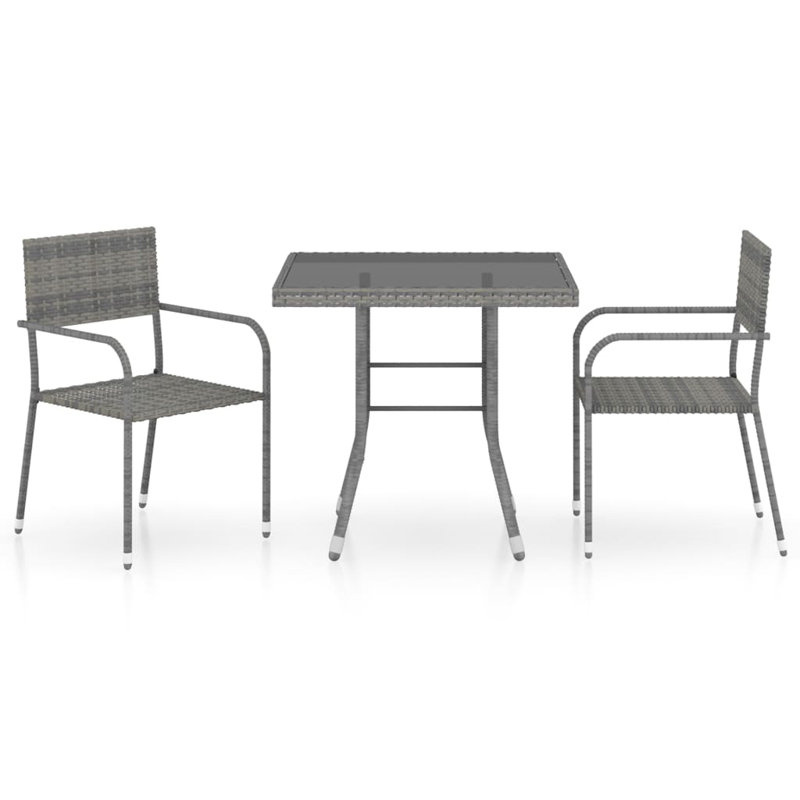 Aziria 2 - Person Patio Dining Set with Square Table, Grey