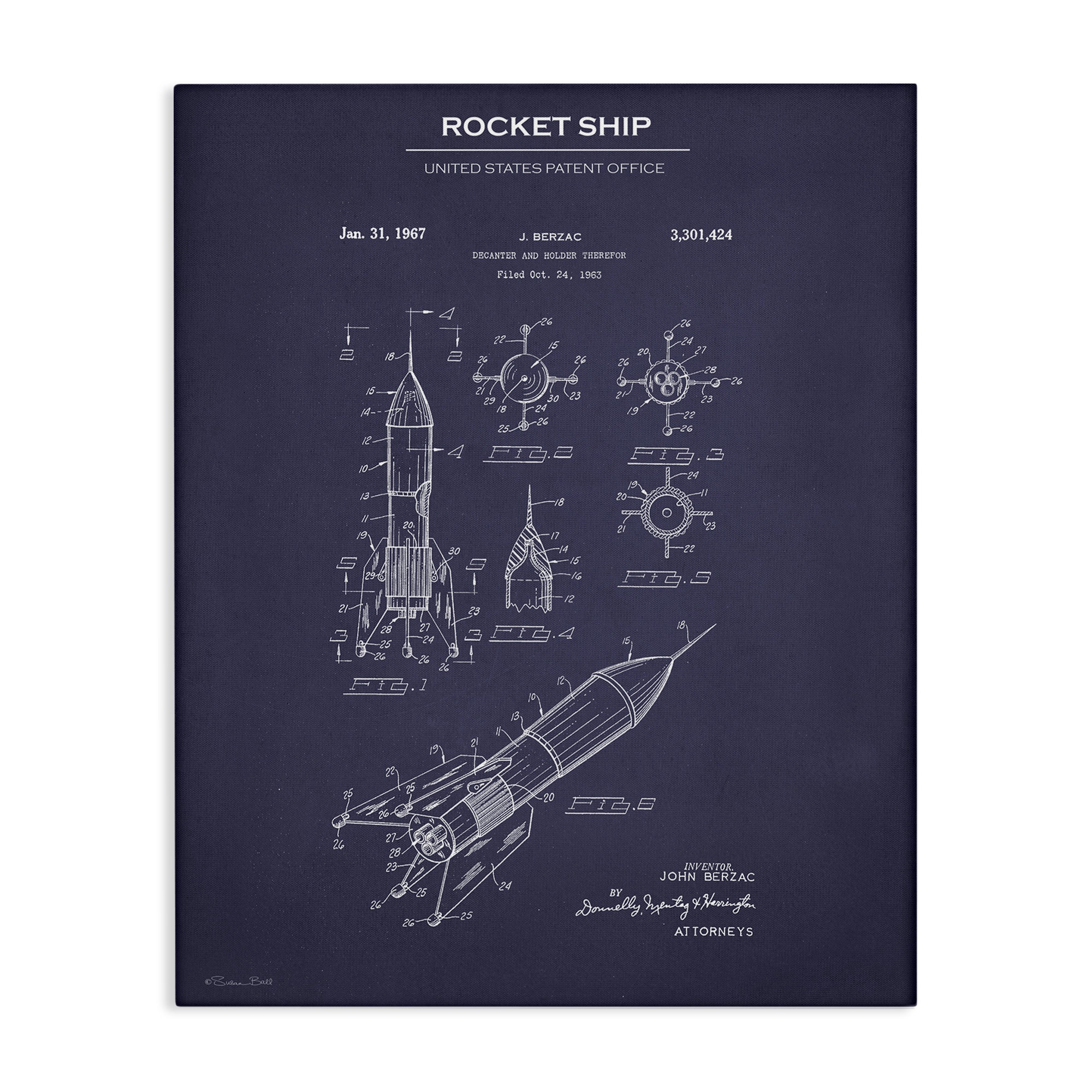 17 Stories Rocket Ship Blueprint Canvas Wall Art by Susan Ball | Wayfair