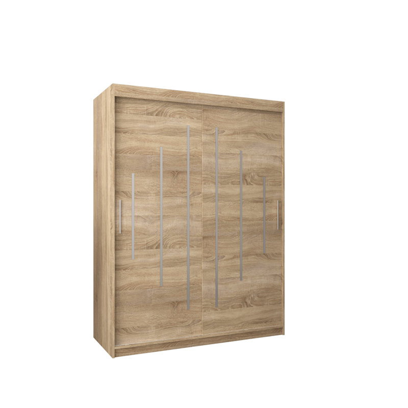 Natalie 2 Door Manufactured Wood Wardrobe, 200 cm H x 200 cm W x 62 cm D, Sonoma oak
