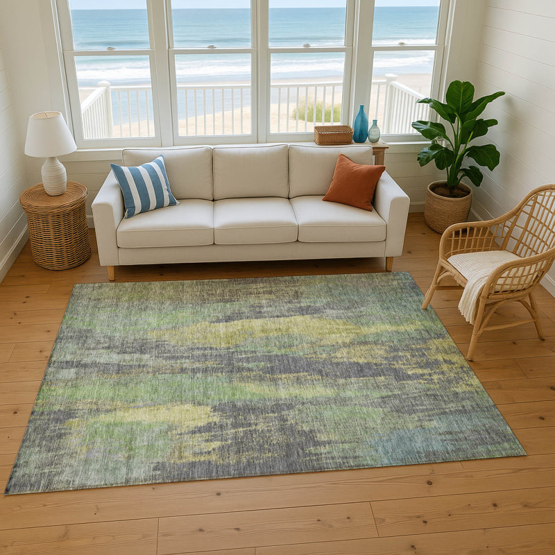 Tapis abstrait lavable à la machine Premium AMF1648, Rectangle 10 pi x 14 pi