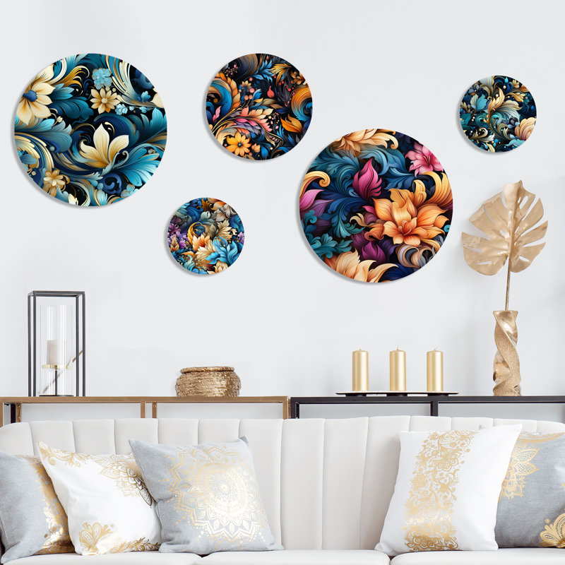 Dean - ensemble d'art mural rond floral glamour de 5