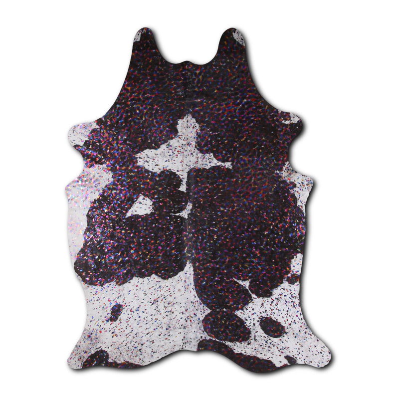 Tapis en cuir de vache noir et blanc, Nouveauté 5 pi 8 po x 6 pi 7 po