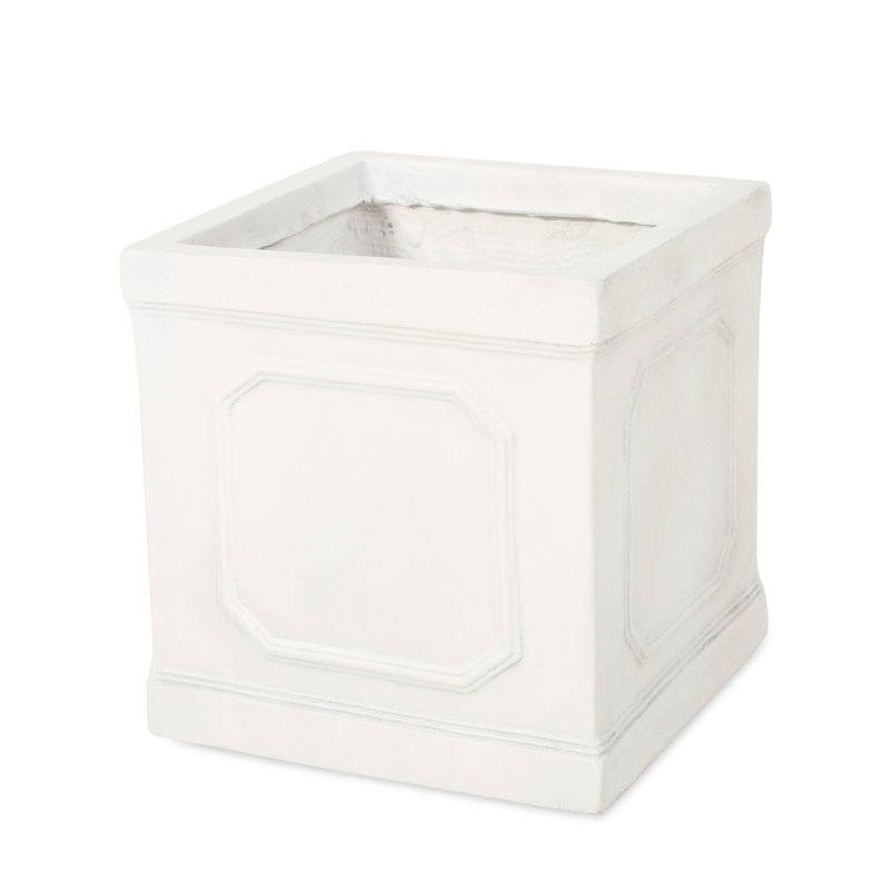 Pot à fleurs extérieur en oxyde de magnésium blanc antique - 10,71 po Profond, large, 10,98 po de hauteur, 10,81 lb pour la profondeur, la largeur, la hauteur,