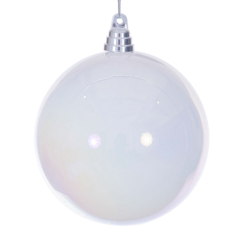 Boule irisée de 6 po. Comprend 2 ornements par sac., Blanc
