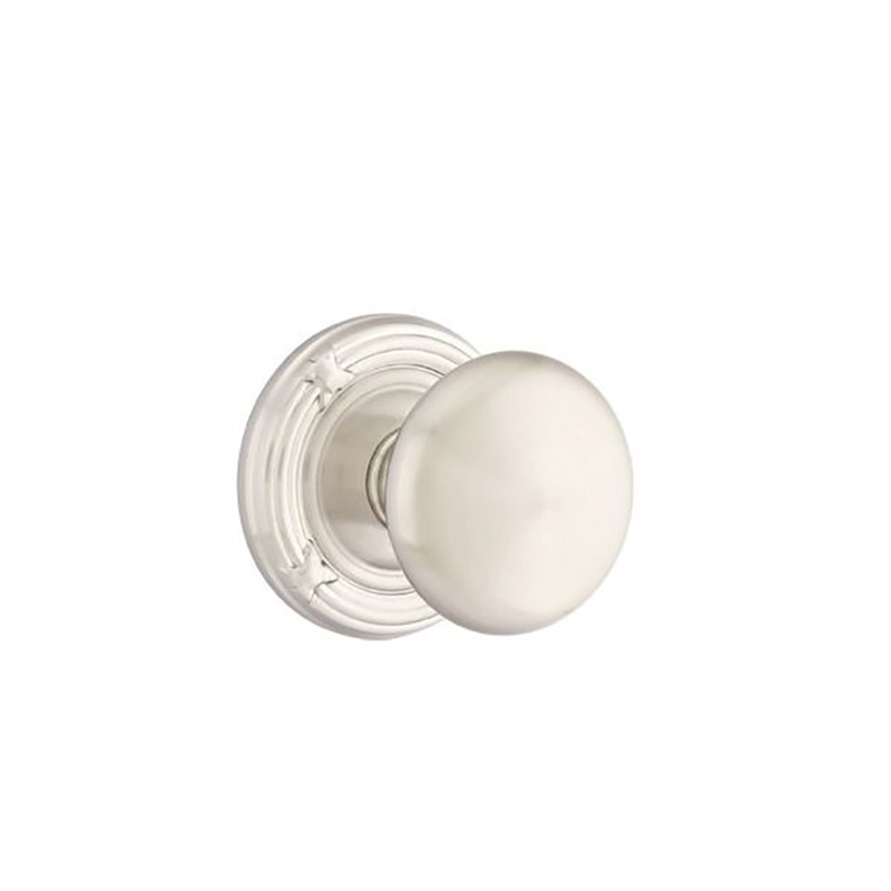 Ensemble de boutons d'intimité Emtek avec ruban et roseau et bouton Providence, Nickel satiné