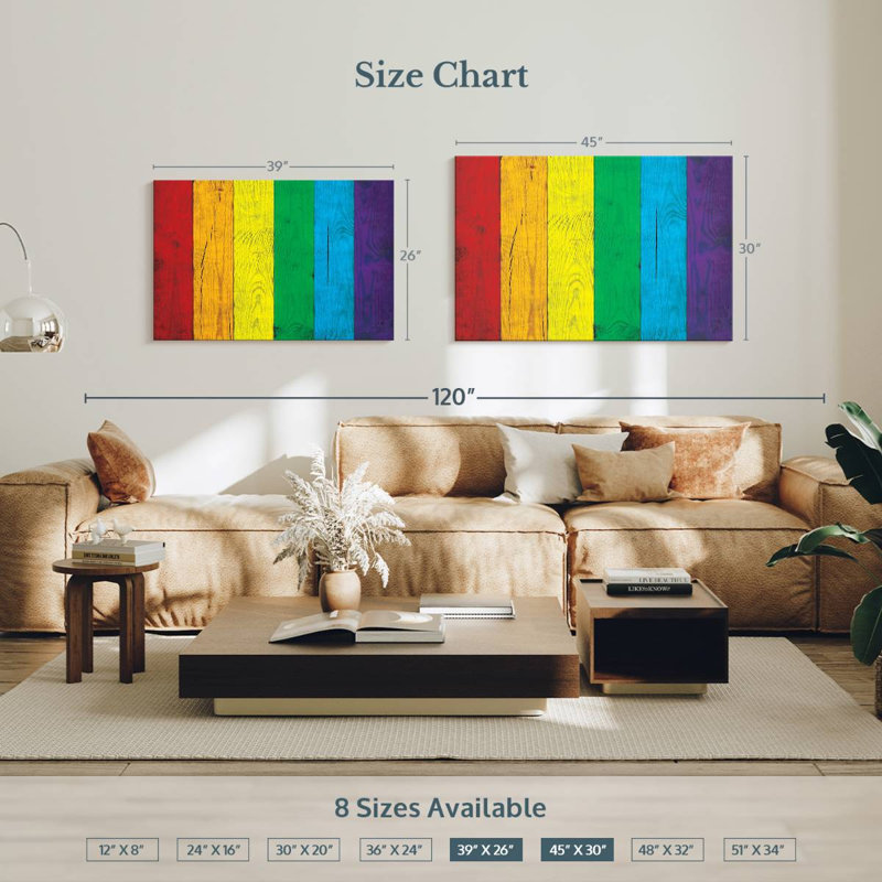 Fierté des couleurs sur bois, H 26 po x l 39 po