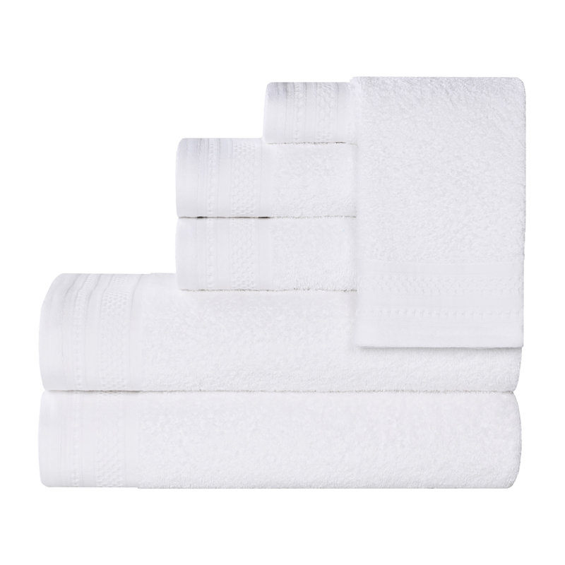 Ensemble de serviettes 6 pièces en coton gaufré Honeycomb, Blanc