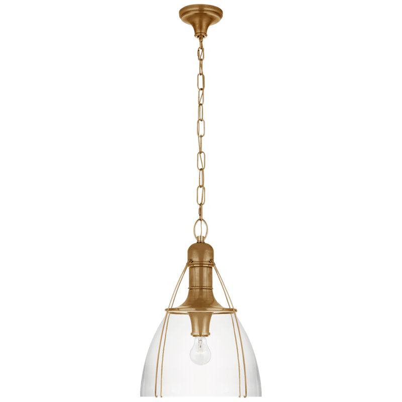 Chapman & Myers Prestwick Pendant, Clear, Antique Brass, 26.5" H x 18" W x 18" D