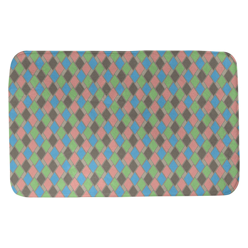 Leffel Memory Foam Non-Slip Bath Rug, 17" W x 24" L, Brown/Blue