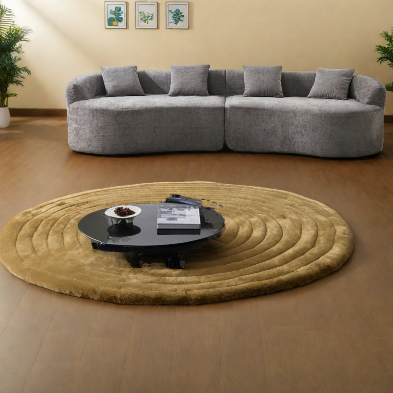 Space-saving Curved Chenille Sofa, Modern Grey Couch For Compact Living Rooms