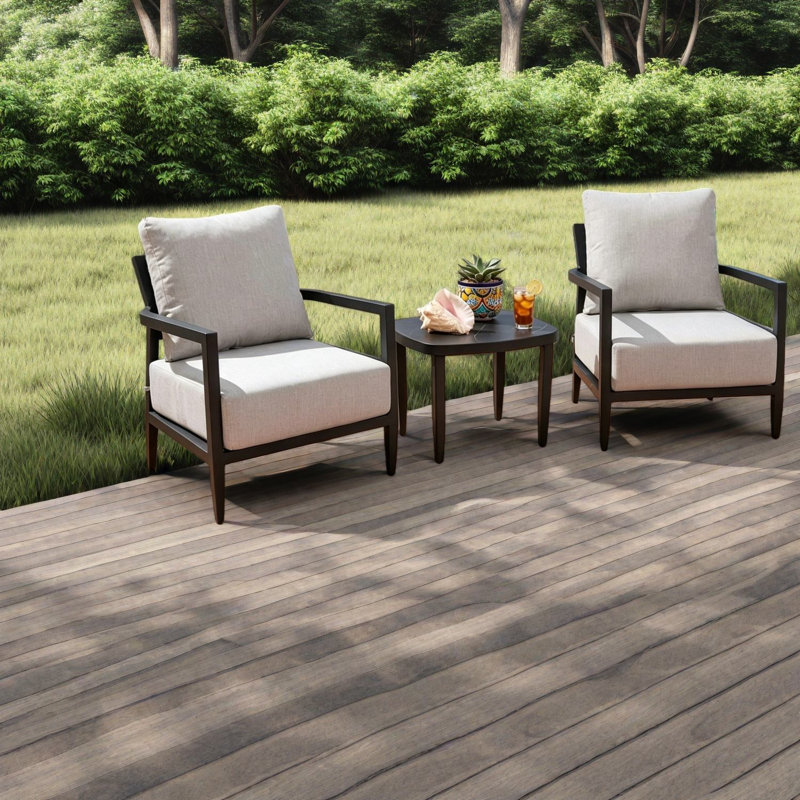 Chaises longues modernes, ensemble de 3 pièces en aluminium avec table en marbre pour patio