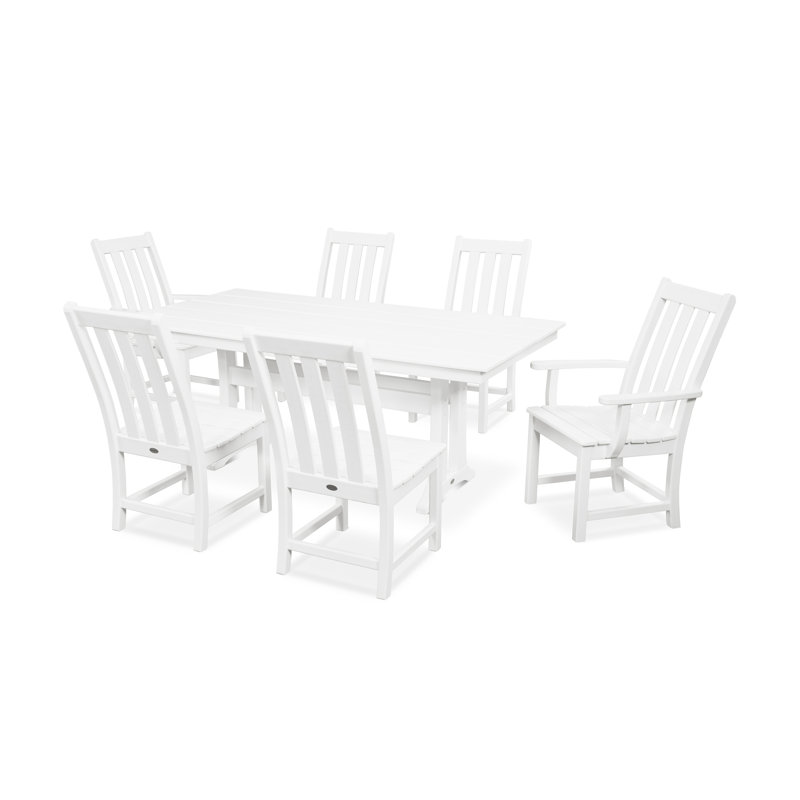 Ensemble repas de style campagnard 7 pièces Vineyard, Blanc