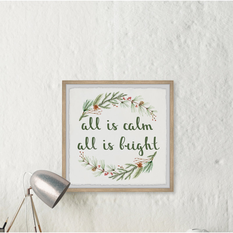 «All Is Calm And Bright», reproduction encadrée, H 18 po x l 18 po x P 1,5 po