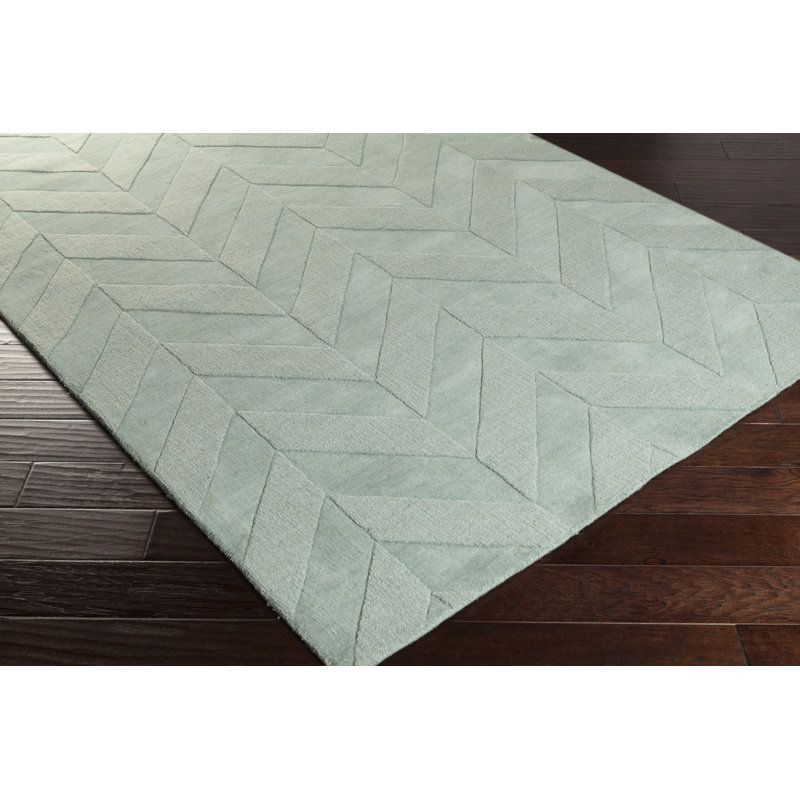 Tapis bleu sarcelle en laine Zora, Rectangle 3 pi x 5 pi