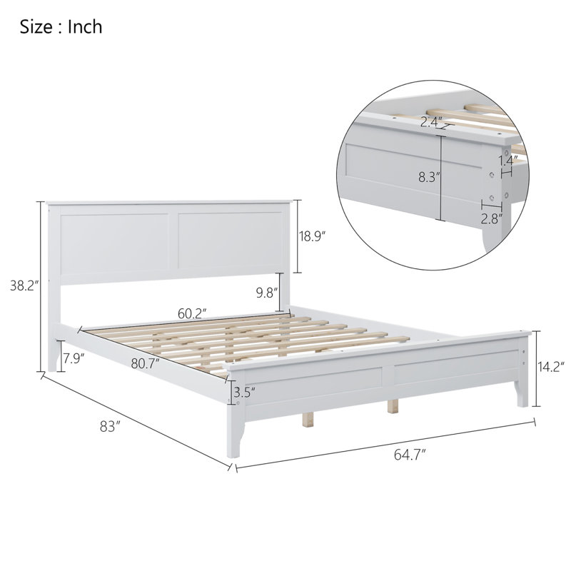 Grand lit plateforme moderne en bois massif blanc moderne (ancien numéro de référence: WF283525AAK)