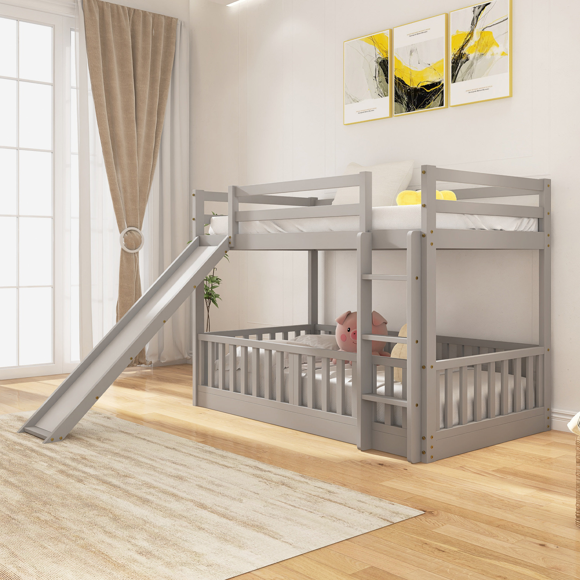 Harriet Bee Twin Over Twin Bunk Bed With Slide And Ladder - Wayfair Canada