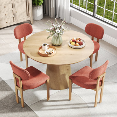 Mid Century Wooden Round Pedestal Dining Table Sets
