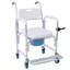 Chaise de chevet en acier avec roulettes, fauteuil de transport de douche et structure de toilette, blanc