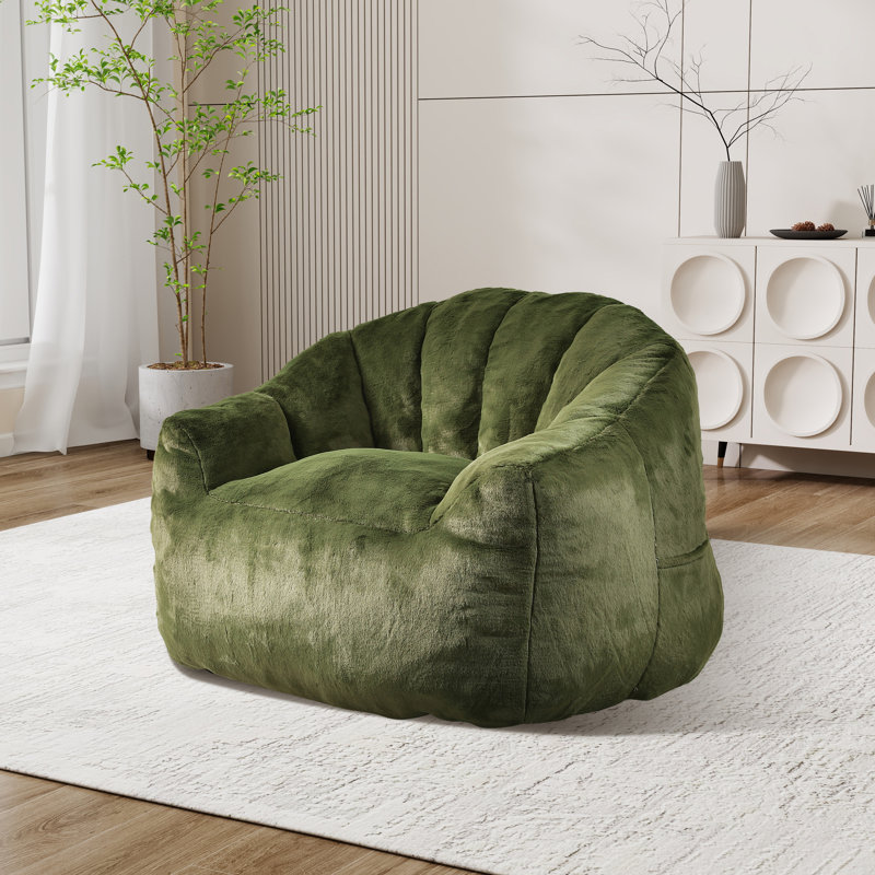 Bean Bag Chair,Tufted Lazy Sofa Comfy Chairs, Imitation fourrure verte