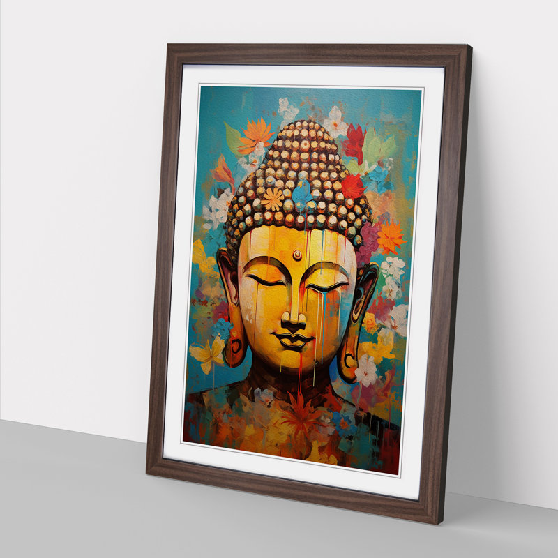 Buddha Expressionism Art - Framed Print, Walnut, 46cm H x 34cm W x 2cm D