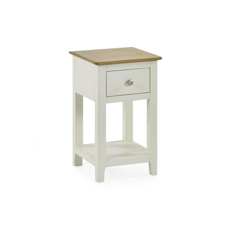 Amrico 34cm W Solid Wood Bedside Table, White