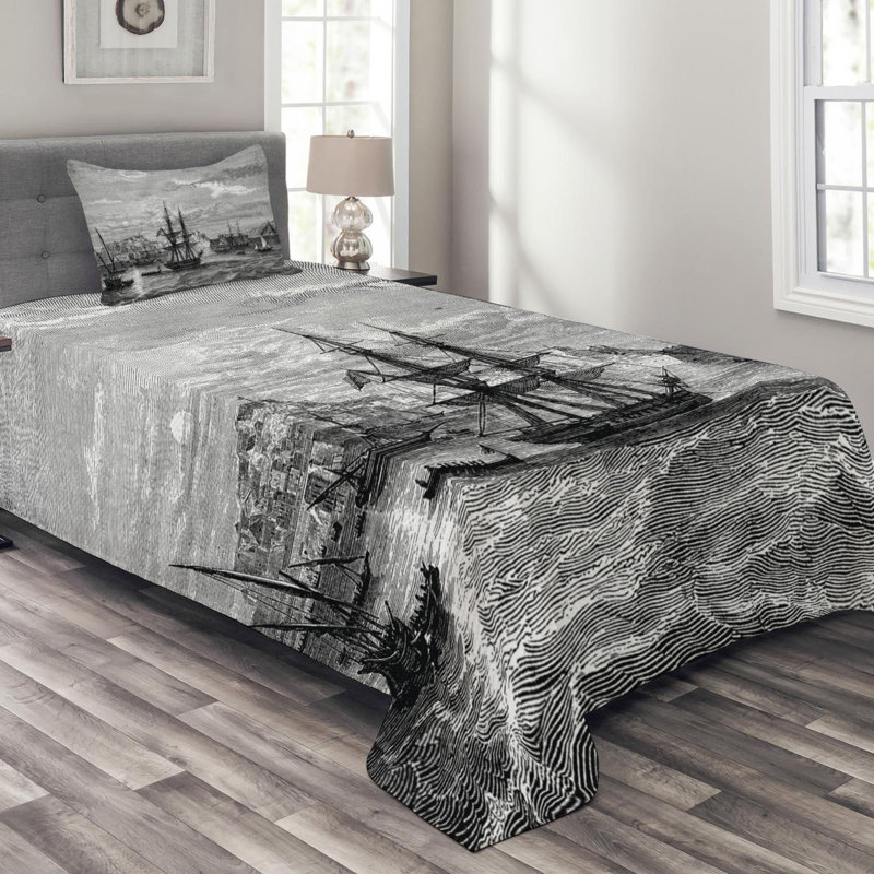 Coastal Polyester Coverlet, Twin Coverlet + 1 Sham