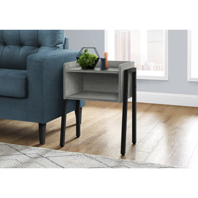 Table de bout en stratifié gris avec pieds en métal et finition élégante pour tout espace de vie
