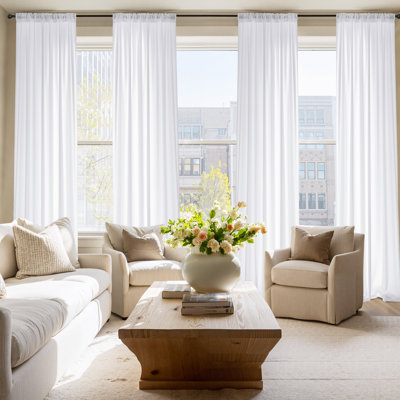  Non-See-Through Sheer Curtains 2 Panels for Living Room, Privacy Cat Proof Window Drapes for Bedroom, Rod Pocket Light Filtering Elegant Home Decoration