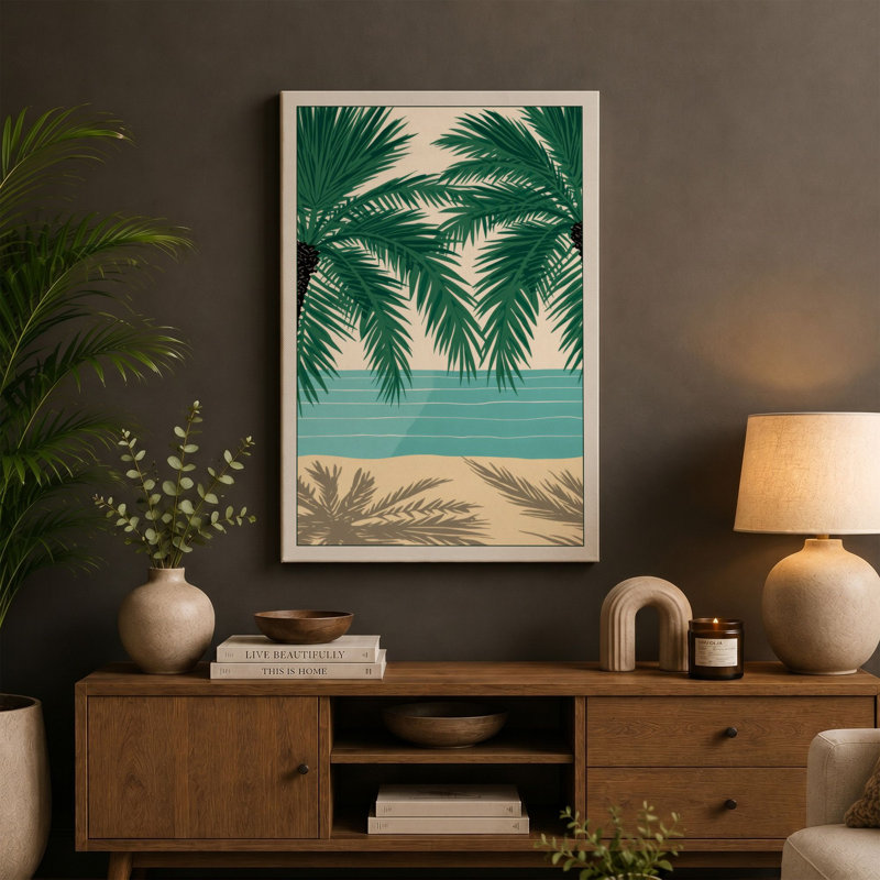 Waterfront Tropical - Wrapped Canvas, 18x12 - 45.7 x 30.5 cm, Sage Border