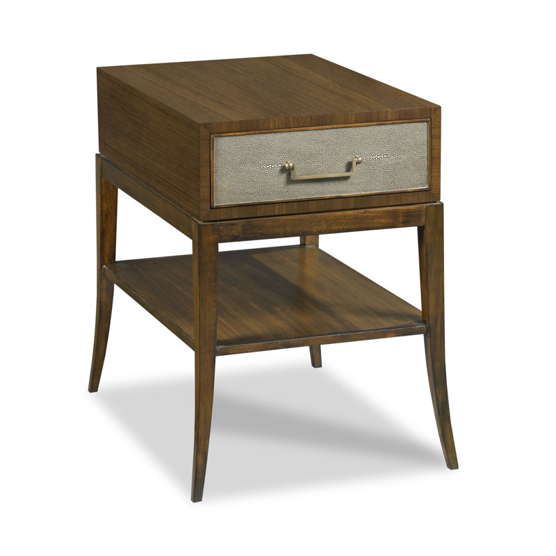 Savoye Noce Rectangular End Table with Drawer and Shelf in Walnut