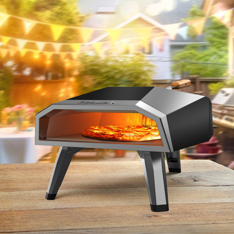 Four à pizza d'extérieur ECOWELL, barbecue en acier inoxydable de 30 cm (12 pouces) avec pierre à pizza et brûleur à bois.