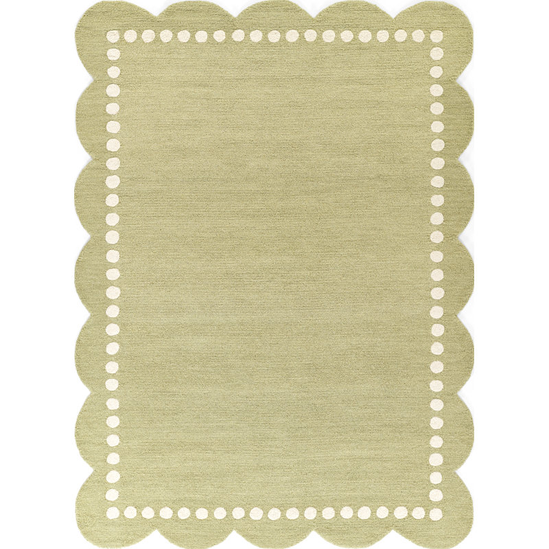 Tapis vert en laine touffeté à la main Alcona 5 pi x 7 pi 6 po, Rectangle 5 pi x 7 pi 6 po