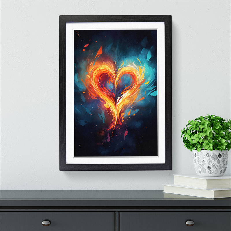 Love Heart Digital - Single Picture Frame Print on Wood, Black Framed, 64cm H x 46cm W x 2cm D