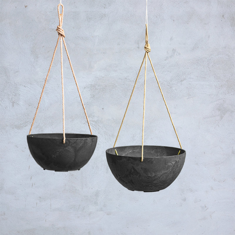 Pollyanna Hanging Planter, 4.75" H x 10" W x 10" D, Black
