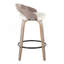 Tabouret de comptoir à hauteur fixe avec pivot en bois gris clair et similicuir avec repose-pieds rond en métal noir - ensemble de 2