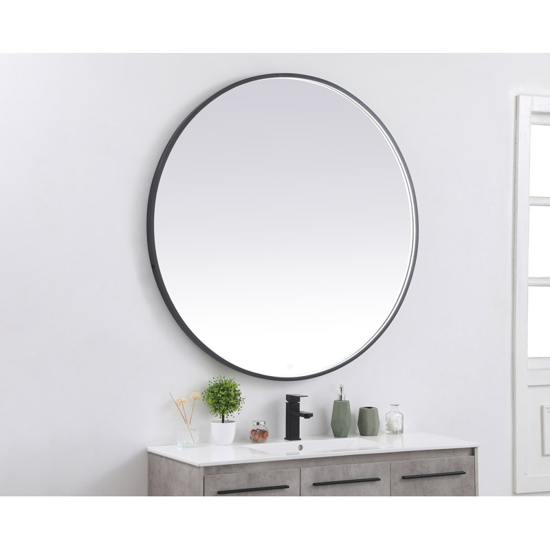 Miroir de salle de bain Pickard, Noir, 48 po x 48 po
