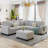Sectional Corner Sofa L-Shape Couch Space Saving With Storage Ottoman & Cup Holders Design For Large Space Dorm Apartment-926361445