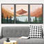 «Sun Mountain Landscape Forest Lake Abstract Minimal Nature Scene», reproduction d'art sur toile encadrée 3 pièces-119395192-75848786-75848785