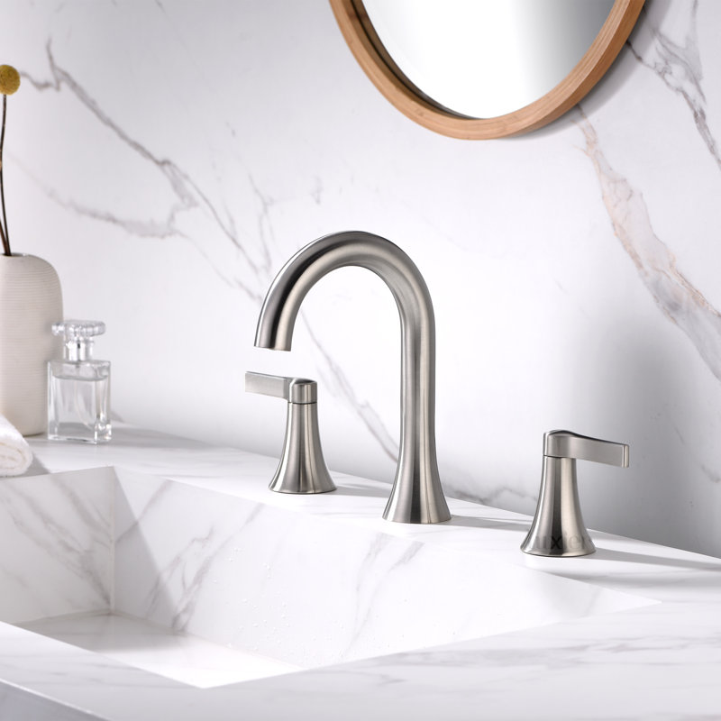Widespread Bathroom Faucet with Drain Assembly, Brushed Nickel