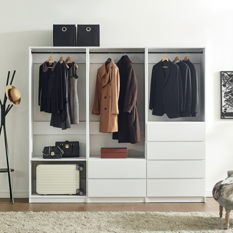Système d'organisation autoportante en bois Prosper Grey, Blanc
