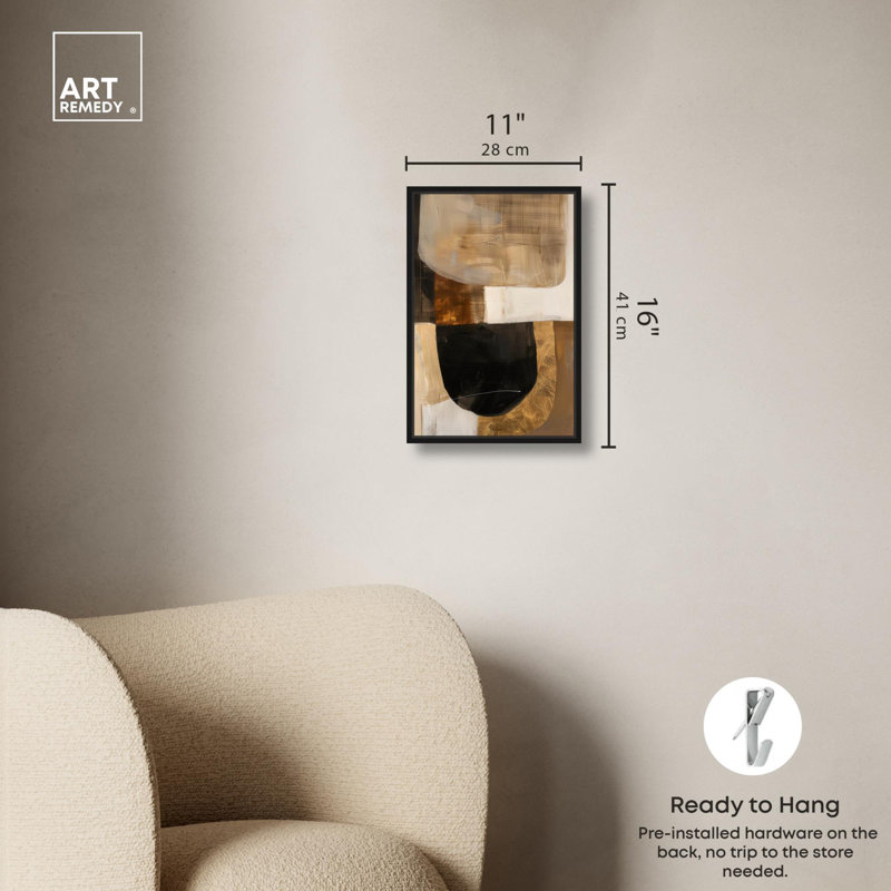 Soil Canvas Midcentury Abstract par Art Remedy, Cadre noir, H 16 po x l 11 po