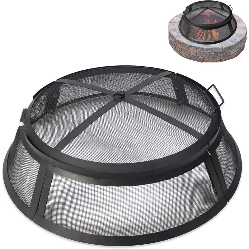  40" Round Fire Pit Spark Screen – Heavy-Duty With Lifting Hook