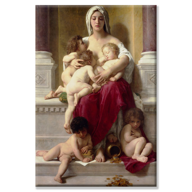 « charité » par william-adolphe bouguereau, reproduction d’art sur toile tendue, H 30 po x l 20 po