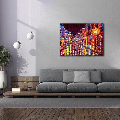 «New Orleans Hot Night Bourbon Street» par ADEL, art mural sur toile, 54 po x 40 po