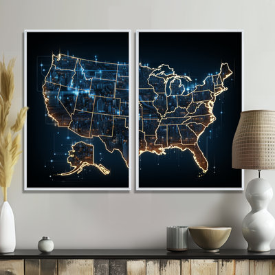 USA Map Luminous Landmarks - Map USA Map Wall Decor