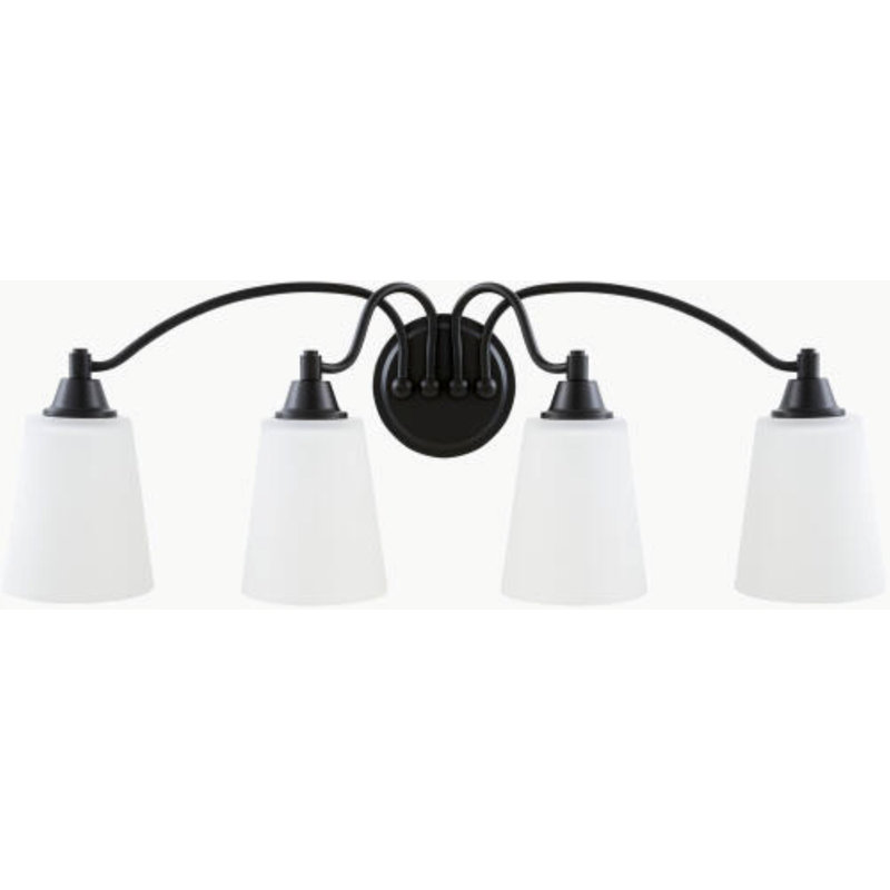 Mullens Wall Sconce, 9" H x 28" W x 6.5" D, Matte Black, White